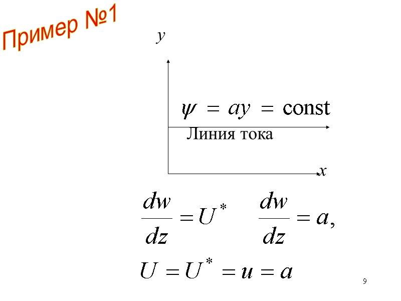 9 х y Линия тока Пример №1 9 х y Линия тока Пример №1